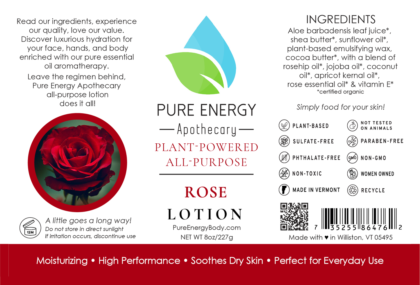 Natural All Purpose Lotion 8 Oz (Rose)-2
