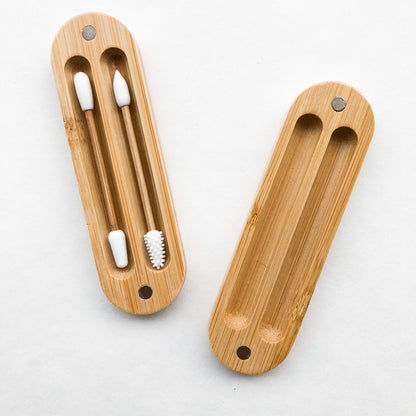 Reusable Plastic Free Bamboo Silicon Q-Tips with Bamboo Case | Zero Waste Biodegradable Bamboo Swabs | Sustainable Bathroom-1