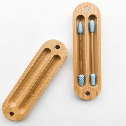 Reusable Plastic Free Bamboo Silicon Q-Tips with Bamboo Case | Zero Waste Biodegradable Bamboo Swabs | Sustainable Bathroom-2