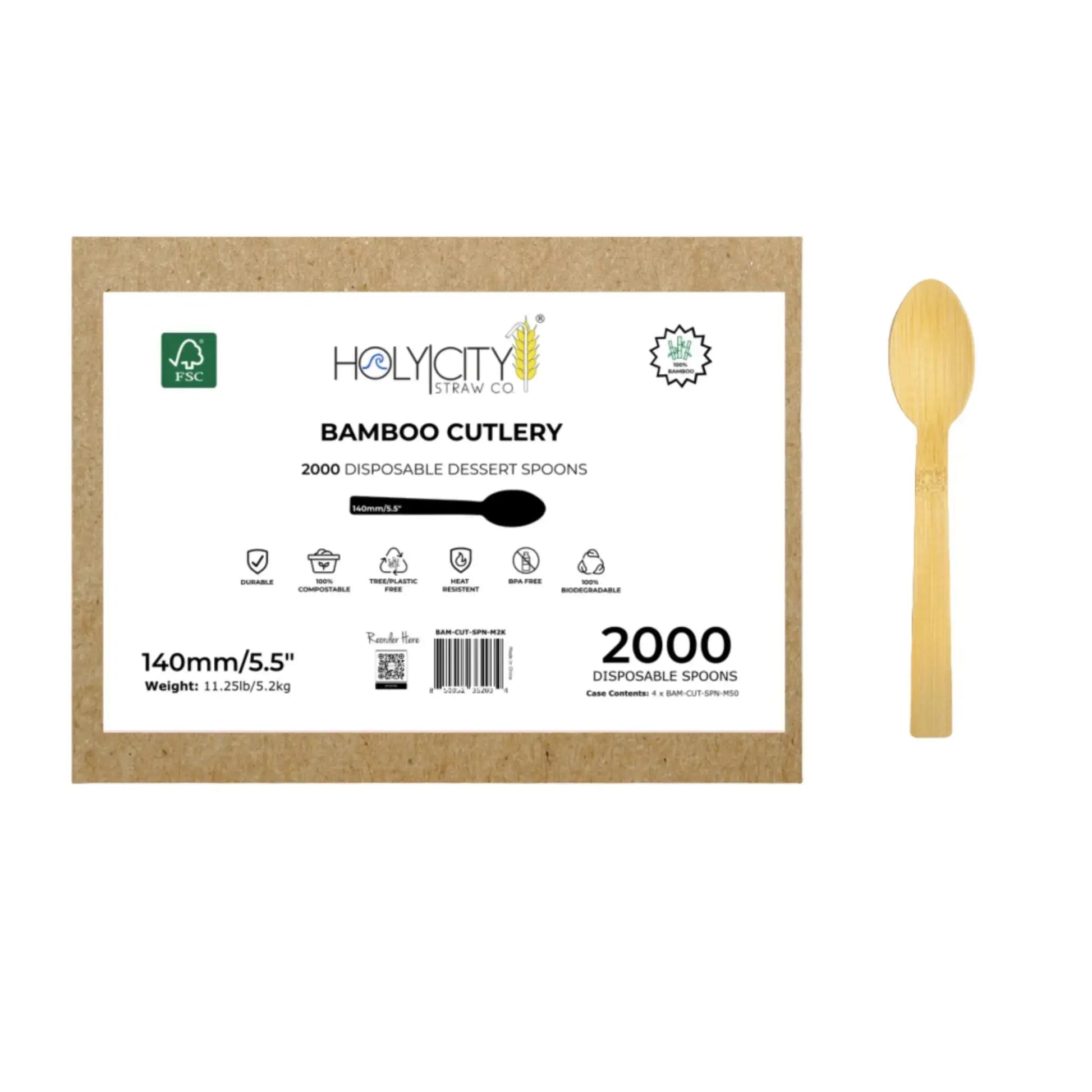 5.5" Bamboo Dessert Spoons-5
