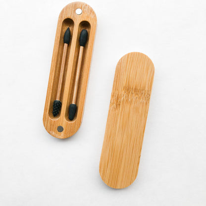 Reusable Plastic Free Bamboo Silicon Q-Tips with Bamboo Case | Zero Waste Biodegradable Bamboo Swabs | Sustainable Bathroom-3