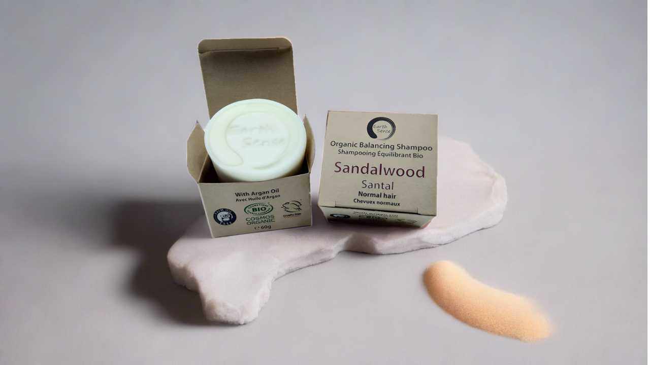 Organic Certified Balancing Solid Shampoo - Sandalwood - Normal & all Hair Types 60g-0