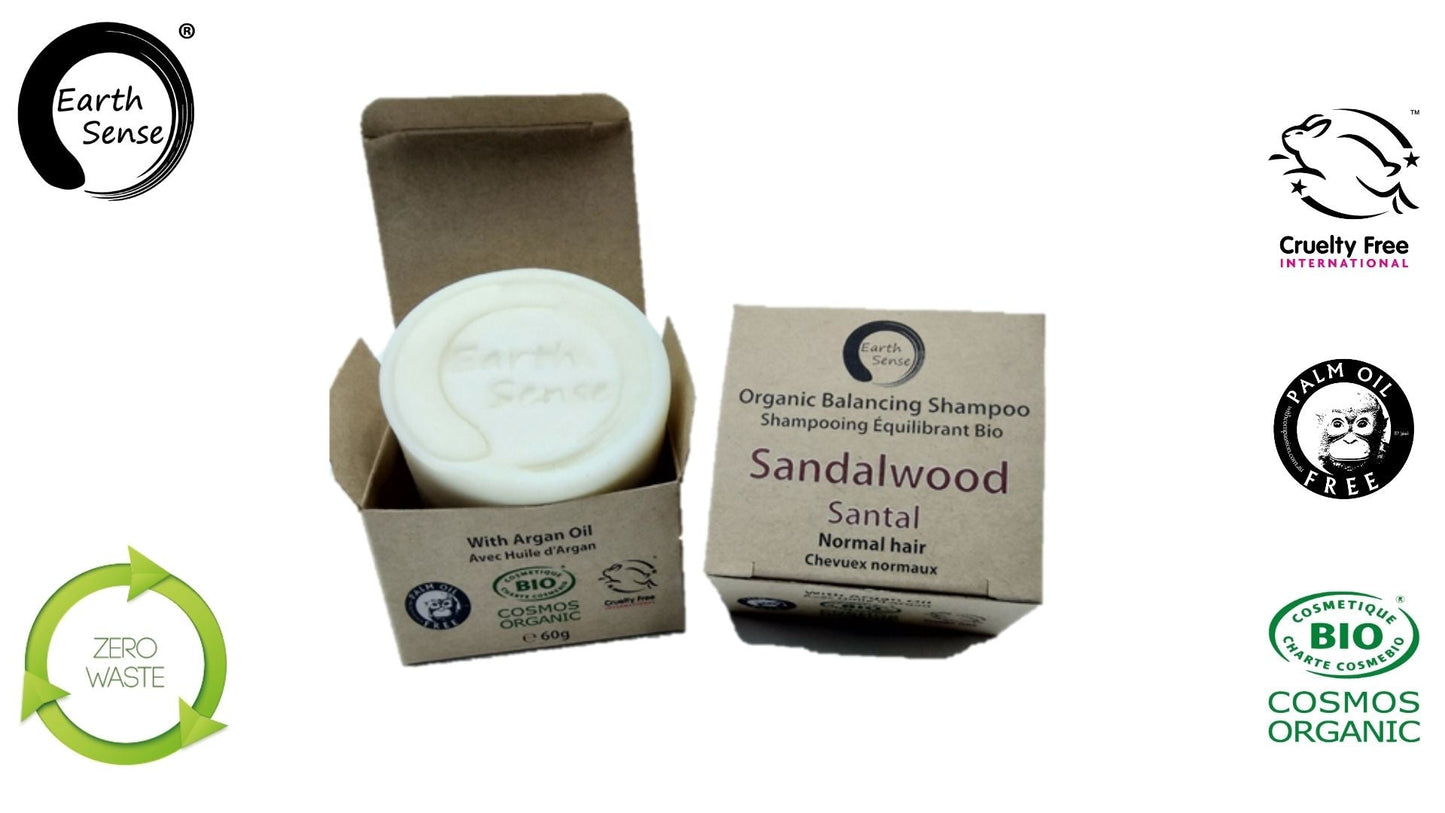 Organic Certified Balancing Solid Shampoo - Sandalwood - Normal & all Hair Types 60g-2