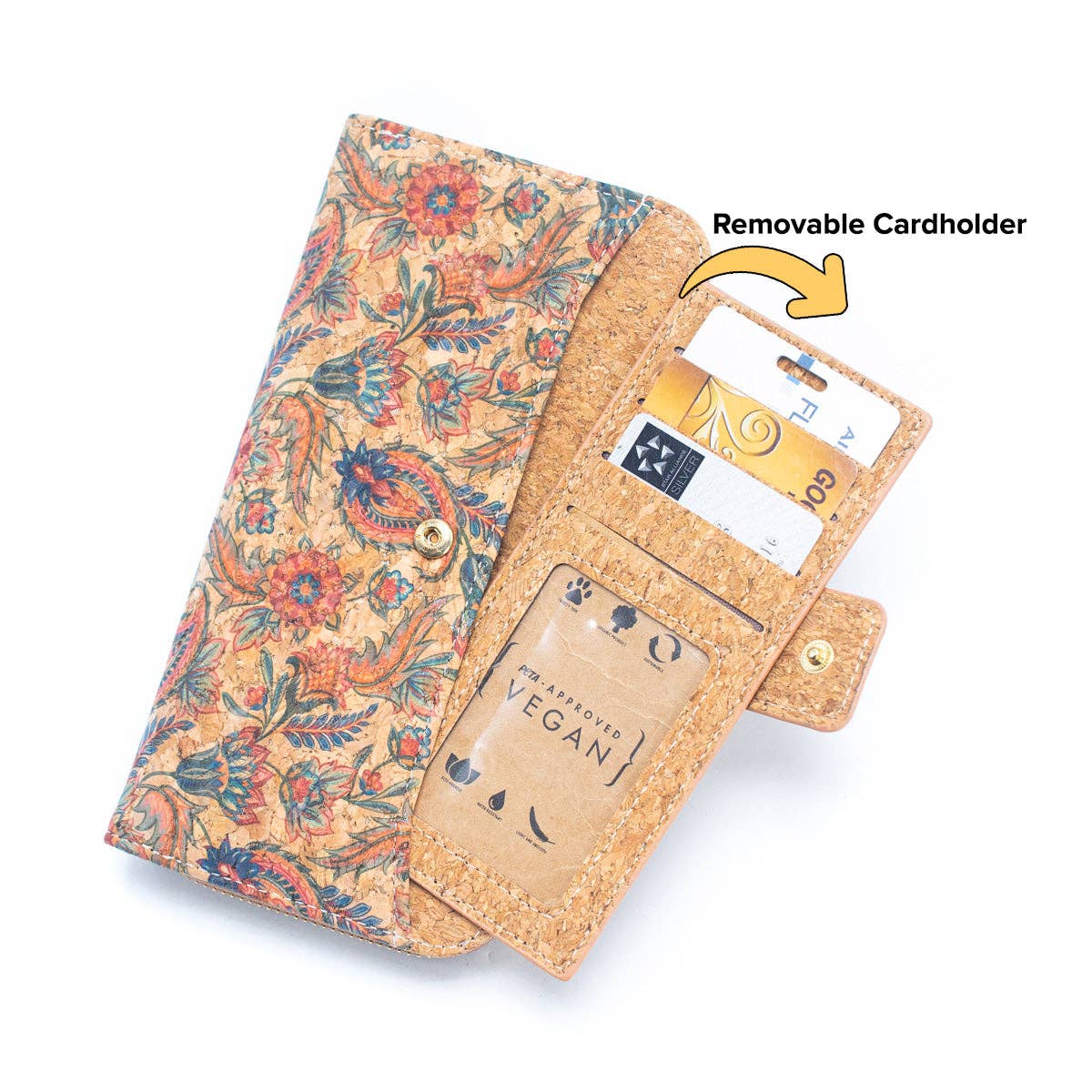 Bloom with Sustainable Style: 6 Pack Floral Cork Wallets-1
